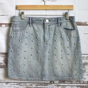SKINNY GIRL JEANS Women's 100% Cotton Silver Studded Mini Skirt Size 27